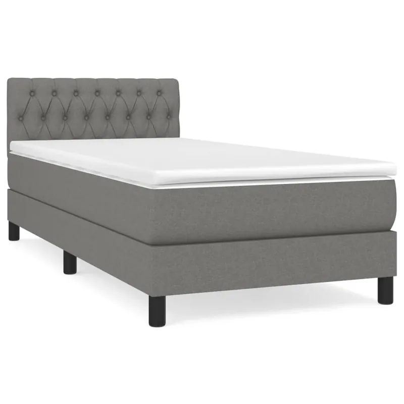 Cama box spring con colchón tela negro 90x190 cm Diseño de botones - Descanso