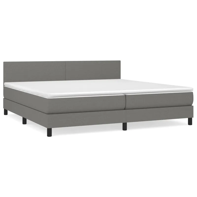 Cama box spring con colchón tela gris claro 200x200 cm Diseño plano - Descanso