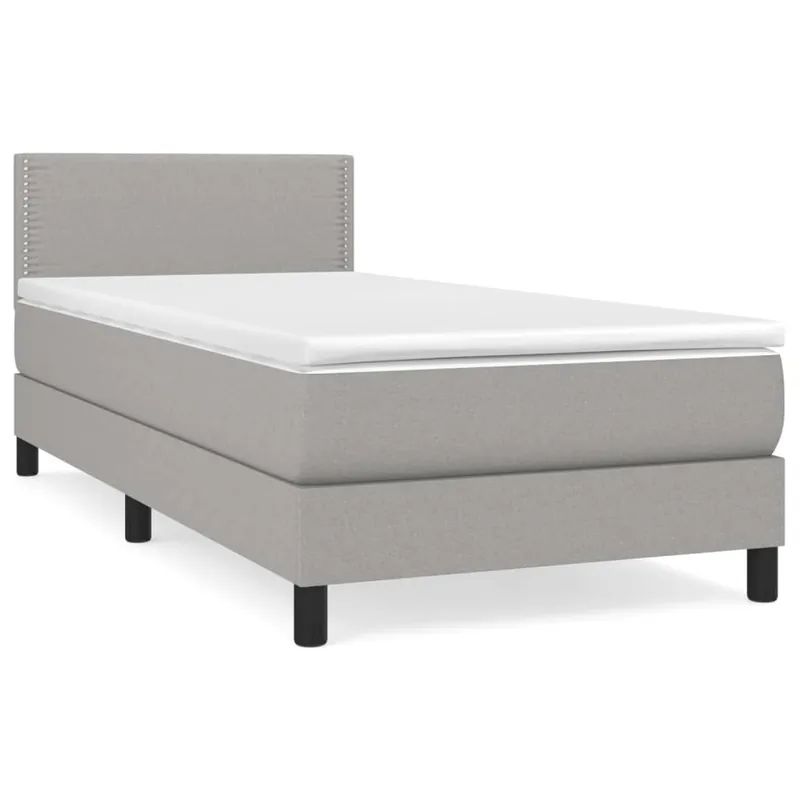 Cama box spring con colchón tela gris oscuro 90x190 cm Liso con clavos - Descanso