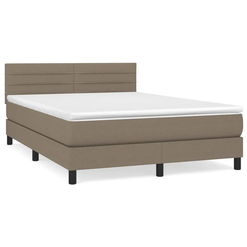 Cama box spring con colchón tela gris claro 140x200 cm Rayas horizontales - Descanso