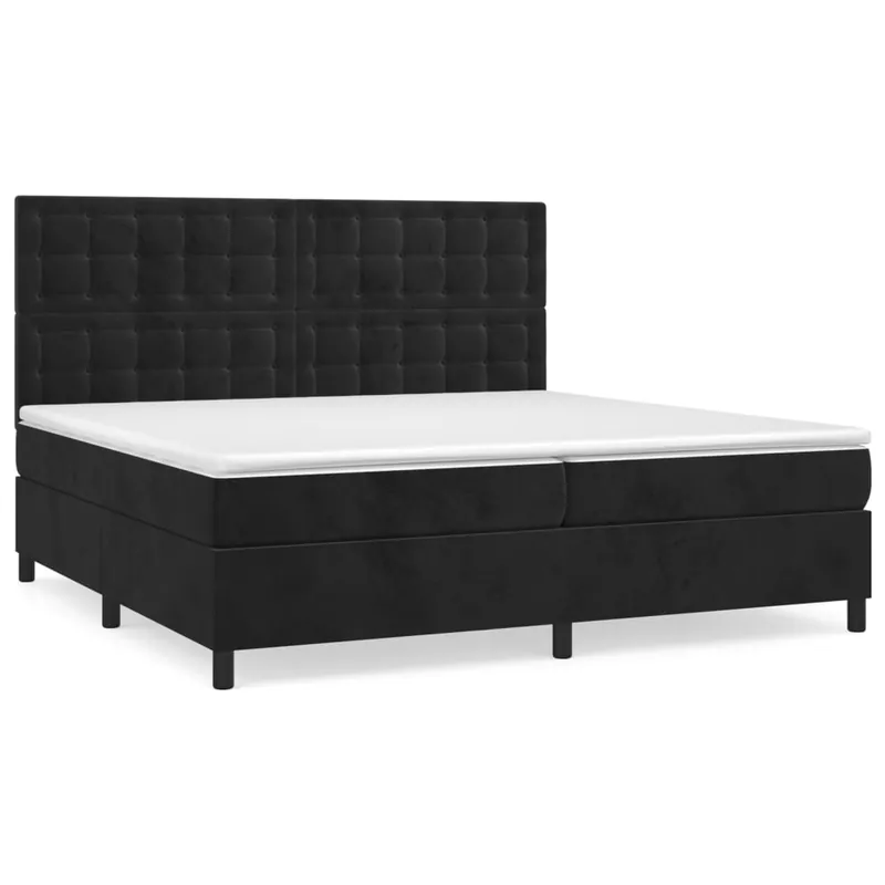 Cama box spring con colchón terciopelo rosa 200x200 cm Botones - Descanso