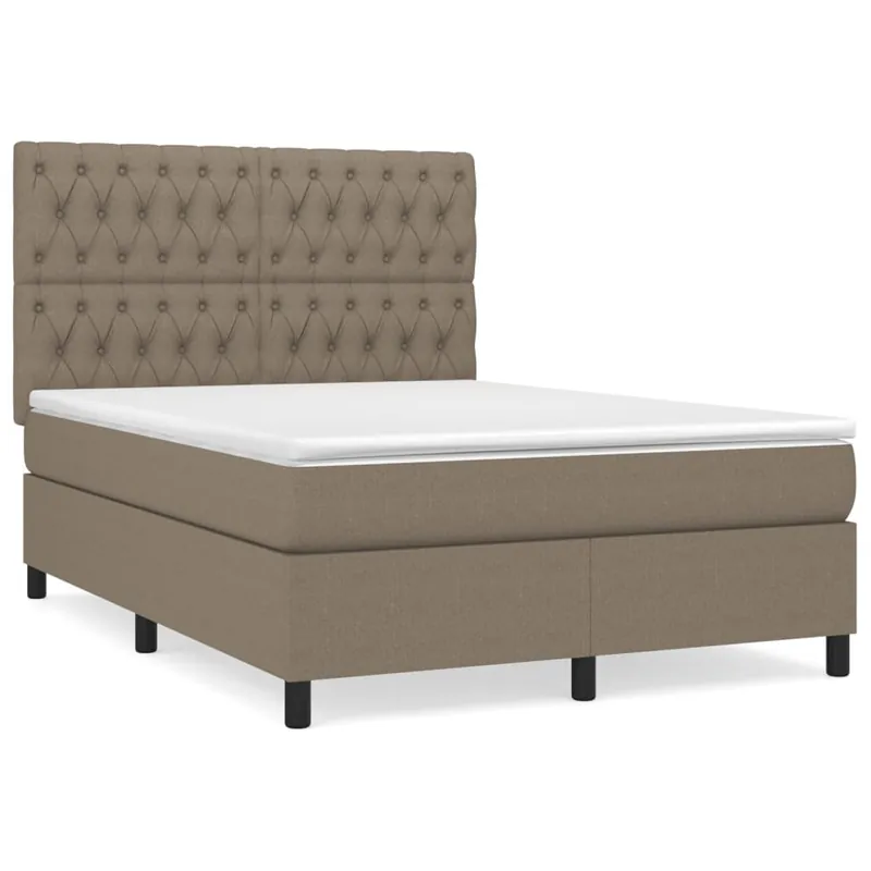 Cama box spring con colchón tela gris oscuro 140x190 cm Diseño de botones - Descanso