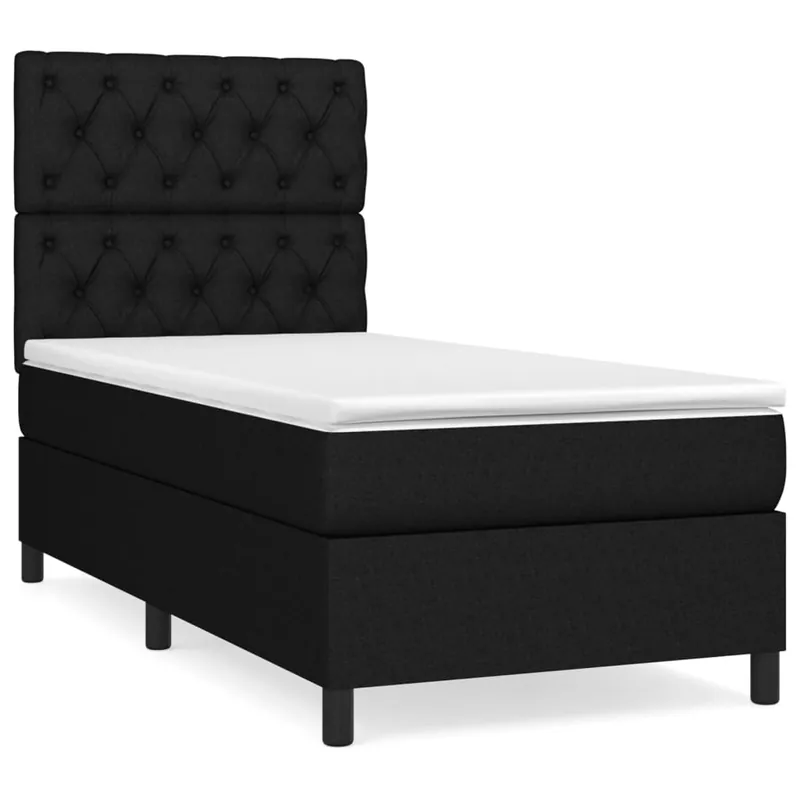 Cama box spring con colchón tela azul 80x200 cm Diseño de botones - Descanso