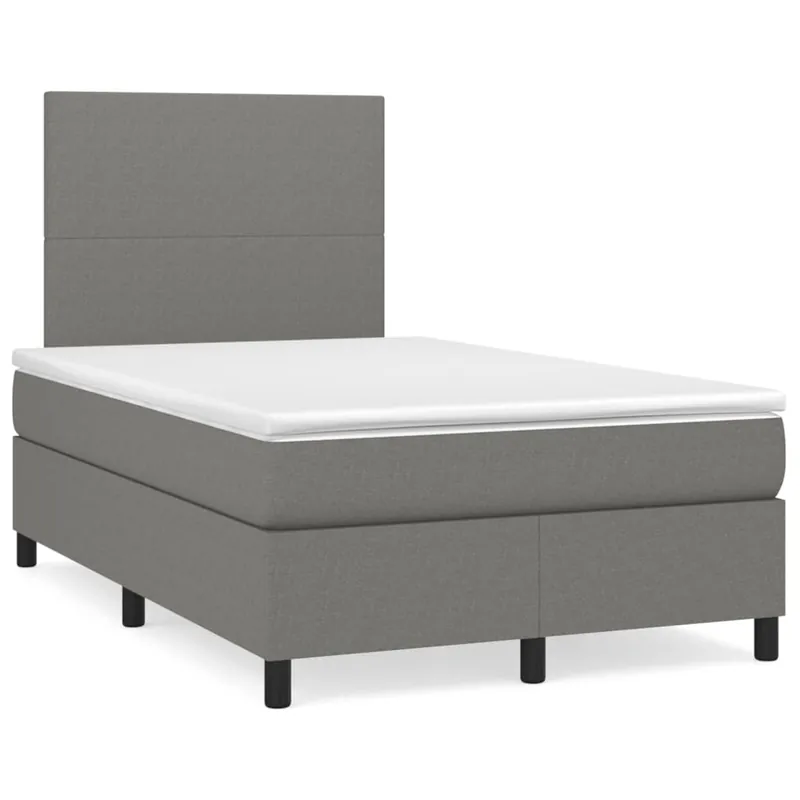 Cama box spring con colchón tela color crema 120x200 cm Diseño plano - Descanso
