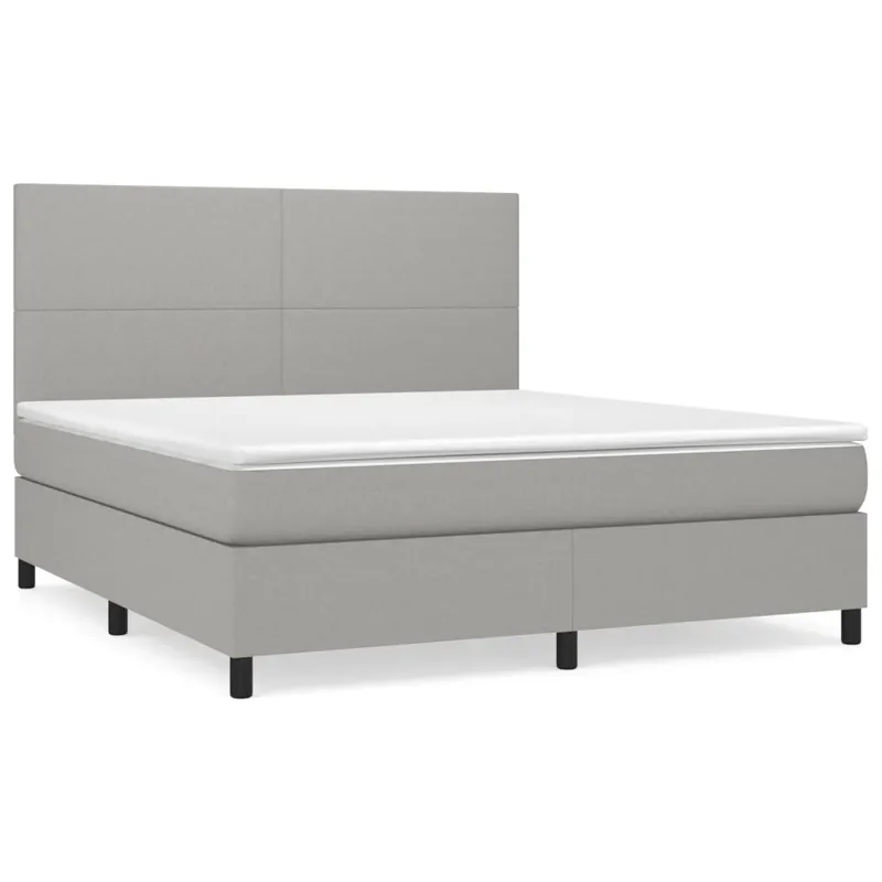Cama box spring con colchón tela gris claro 180x200 cm Diseño plano - Descanso