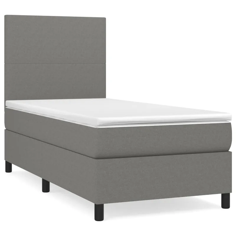 Cama box spring con colchón tela negro 90x190 cm Diseño plano - Descanso