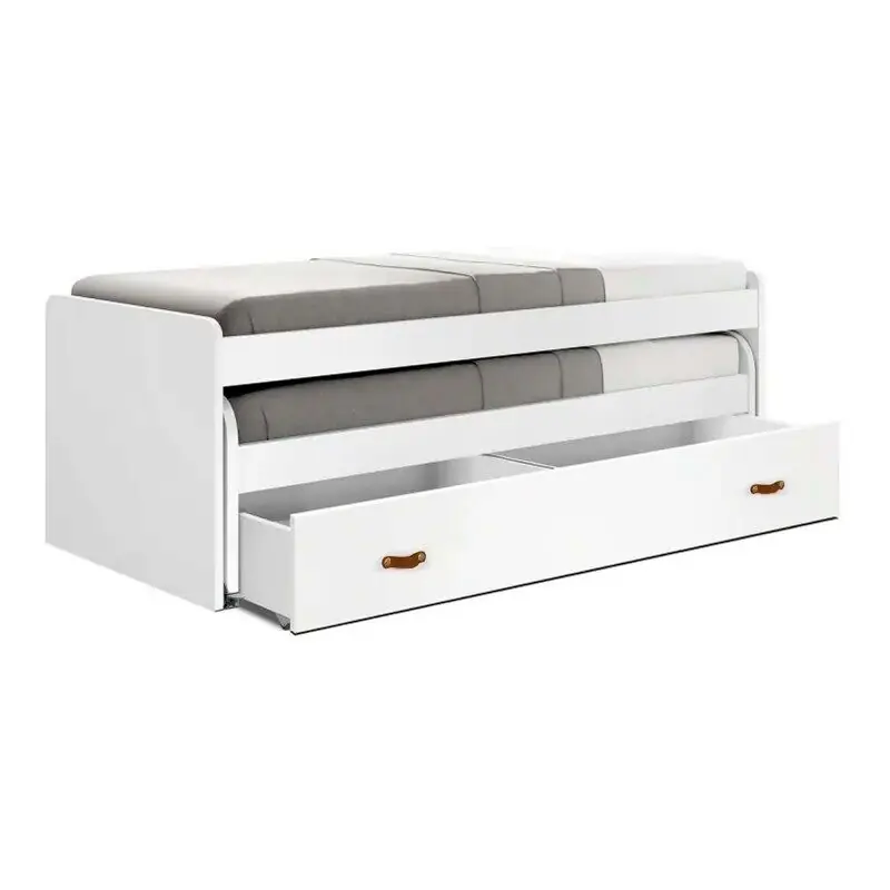 Cama + cajones aglomerado blanco con somieres 90x200cm - Descanso