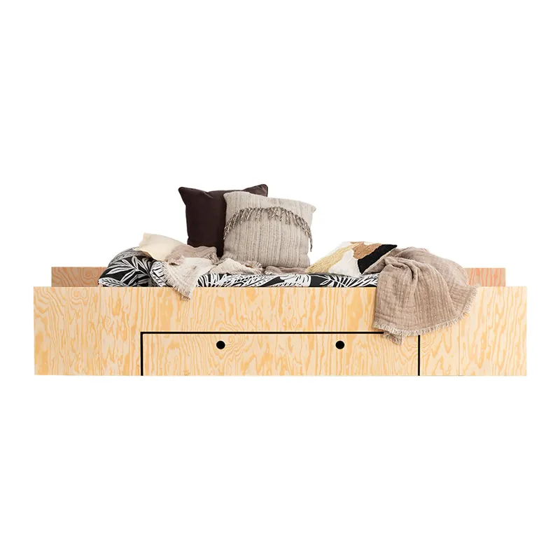 Cama 90x200 con somier y cajón Tristan Madera - Descanso
