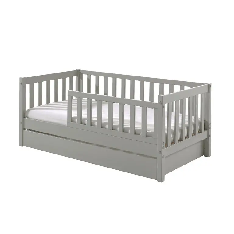 Cama 70x140 con somier y cajón Vipack Tod - Gris