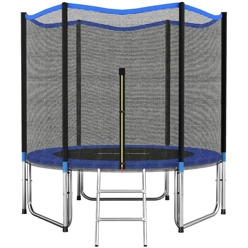 SPORTNOW Cama Elástica para Niños Exterior Ø305 cm, Trampolín para Niños de +6 Años con Red de Seguridad, Escalera, Acolchado de Muelles y Marco de Acero Galvanizado, Carga 120 kg - Jardín