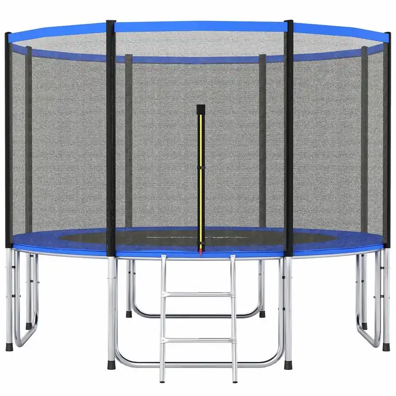 SPORTNOW Cama Elástica para Niños Exterior Ø366 cm, Trampolín para Niños de +6 Años con Red de Seguridad, Escalera, Acolchado de Muelles y Marco de Acero Galvanizado, Carga 150 kg - Jardín