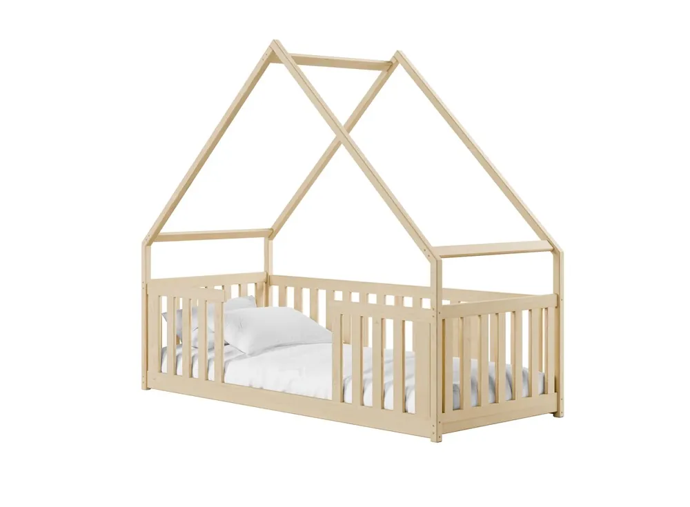 La casa-cama BEE de color beige, fomenta la creatividad. Fabricada en madera maciza, es perfecta para el juego imaginativo.