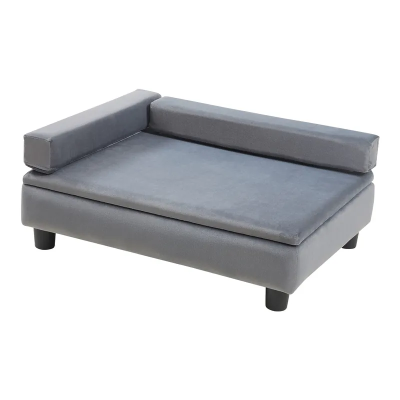 Cama para mascotas Salkonssad con almacenaje oculta 60x45x24cm - Gris [en.casa]