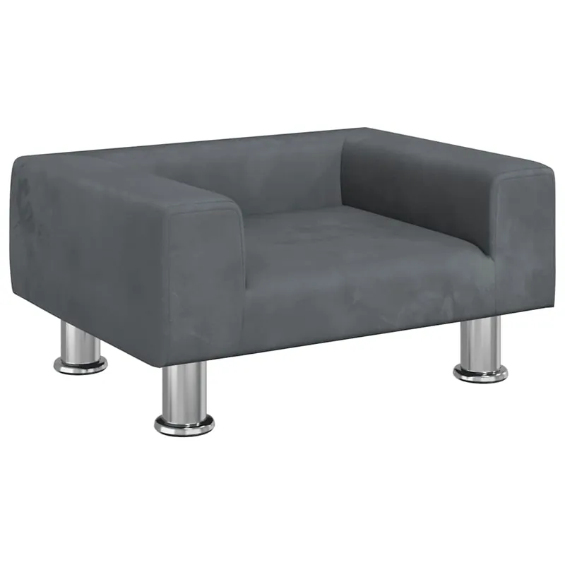 vidaXL Cama para perros de terciopelo gris oscuro 50x40x26,5 cm - Jardín