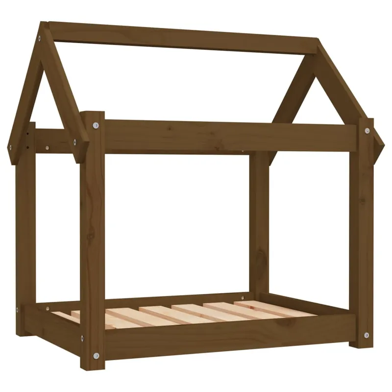 vidaXL Cama para perros madera maciza pino marrón miel 61x50x70 cm - Jardín