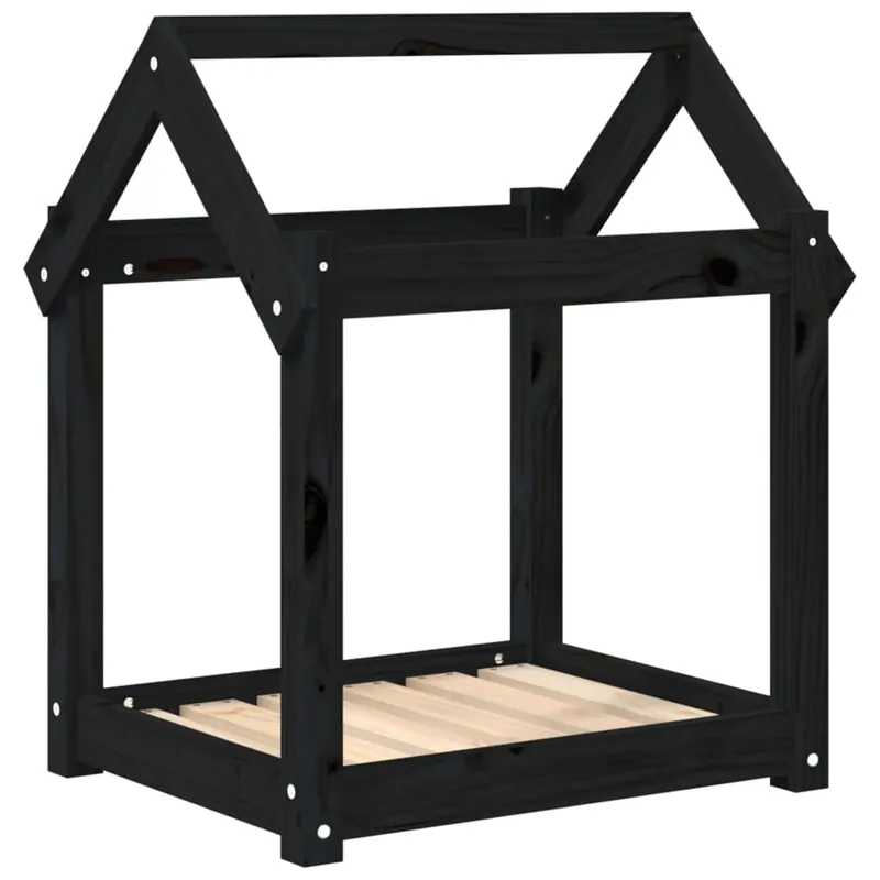 vidaXL Cama para perros madera maciza de pino negro 61x50x70 cm - Jardín