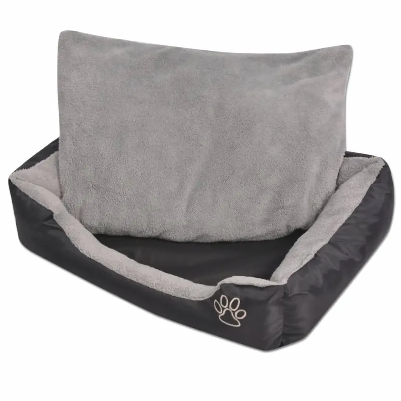 vidaXL Cama para perro con cojín acolchado talla S negra - Jardín