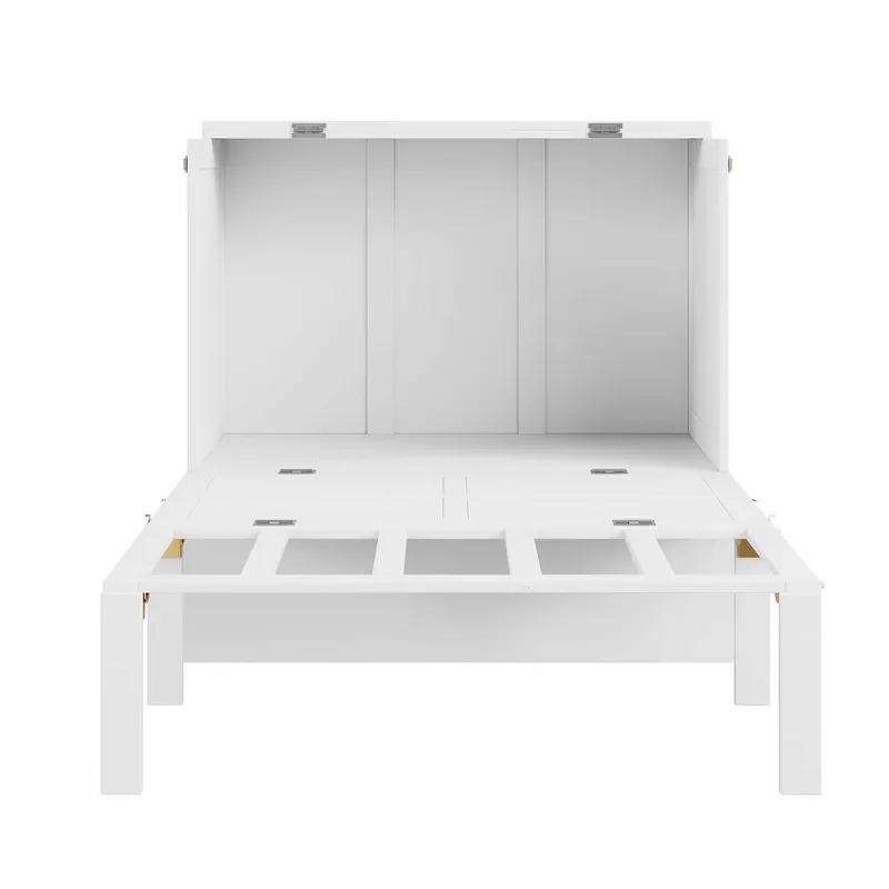 Cama abatible de madera 90x200 cm - con somier - Blanco