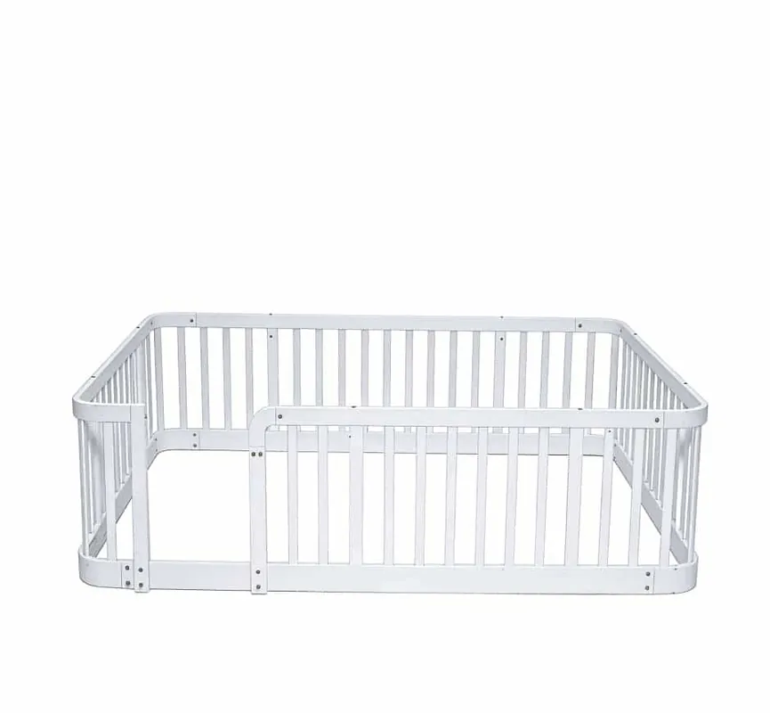 Parque infantil modular para bebés 140x200 cm - separación segura de barras 7 cm, bordes redondeados, diseño anti-pinzamiento en el suelo, uso multi-escenario para hogar y mascotas - blanco
