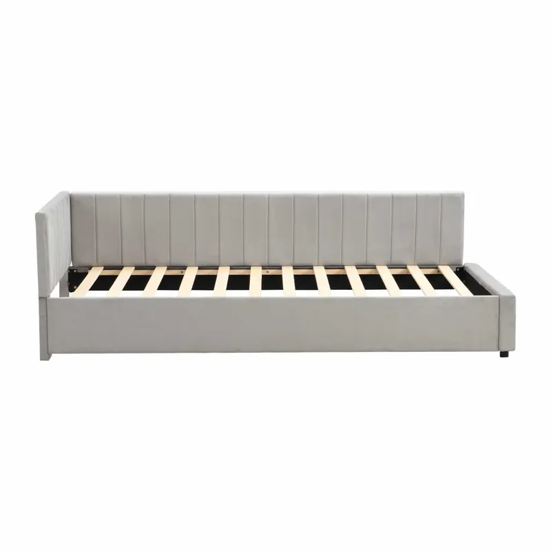 Sofá cama 90x200 - Multifuncional con somier, tela de terciopelo amigable con la piel - Gris