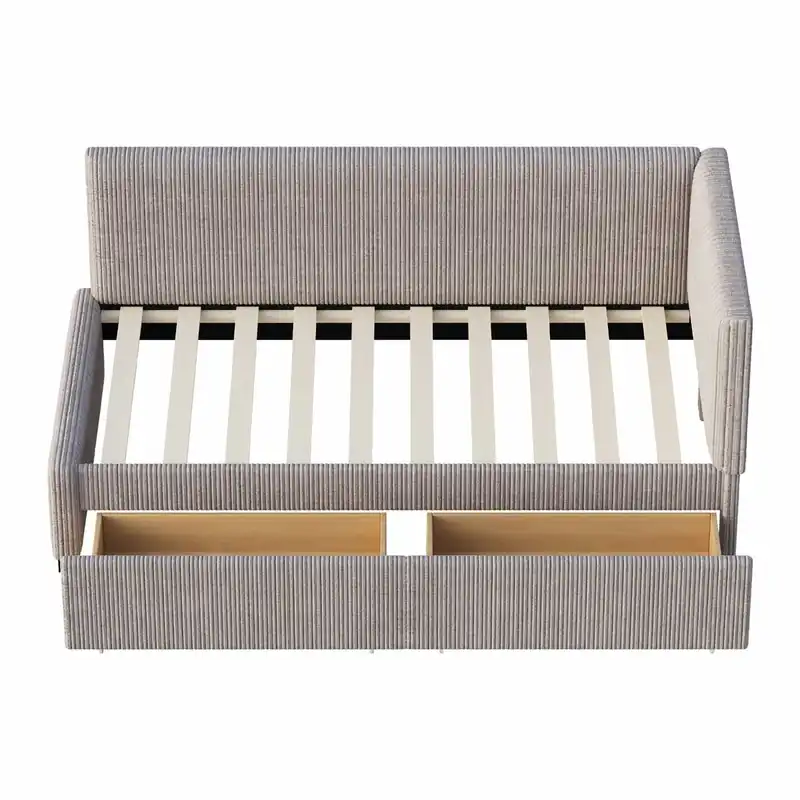 Sofá cama 90x200 - Multifuncional con 2 cajones de almacenamiento y somier - Beige