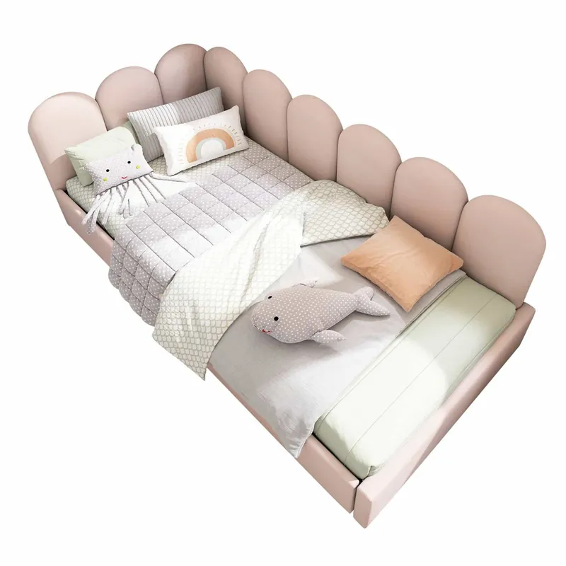 Sofá cama con 2 cajones - tejido de terciopelo - 90x190 cm - con somier - Rosa