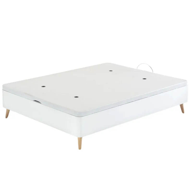 Canapé alto estilo nórdico con patas ligeramente inclinadas color blanco cama dormitorio - Descanso