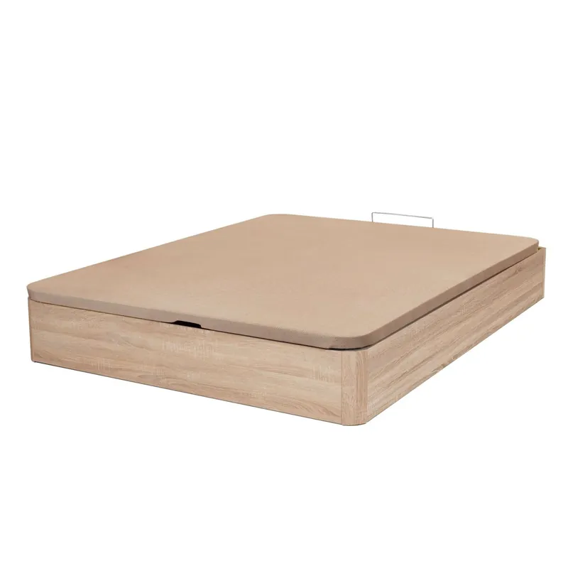 Canapé Raso en Roble Cambrian o Blanco Ártico melamina base tapizada 2 bisagras hidráulicas tirador madera maciza 28 cm interior - Descanso