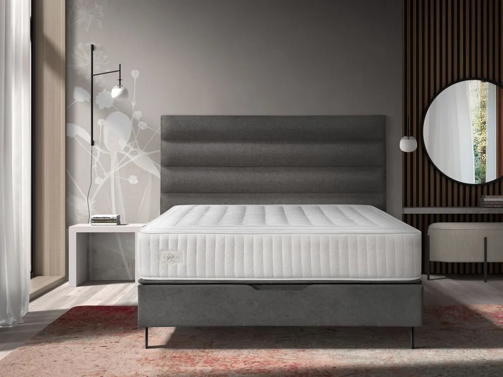 Canapé tapizado con patas en L 135x190cm ceniza VIENA HILDING - Descanso
