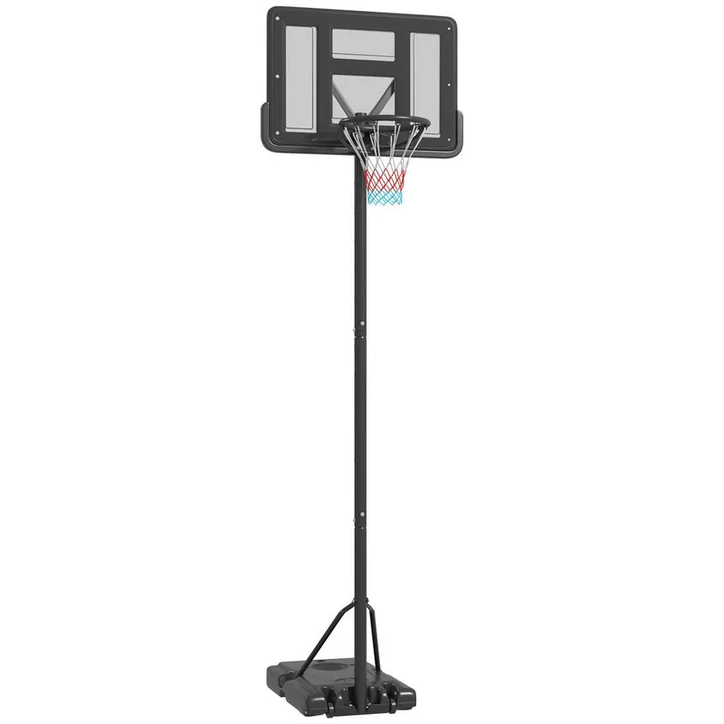 SPORTNOW Canasta de Baloncesto de Exterior 2 en 1 con Altura Ajustable 230-305 cm Aro de Baloncesto para Piscina con Soporte Canasta de Baloncesto con Ruedas Base Rellenable Negro