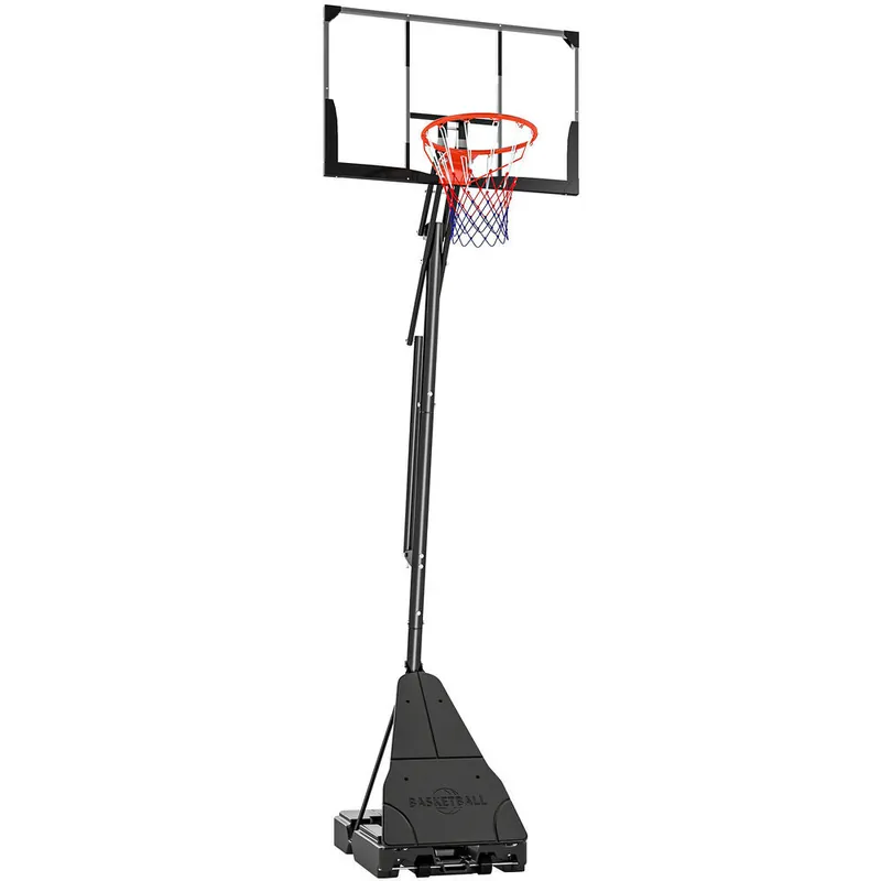 SPORTNOW Canasta de Baloncesto Exterior, Altura Ajustable 245-305 cm, Canasta de Baloncesto Portátil con Ruedas, Base Rellenable, Tablero Irrompible y Sistema de Retorno para Adultos y Adolescentes