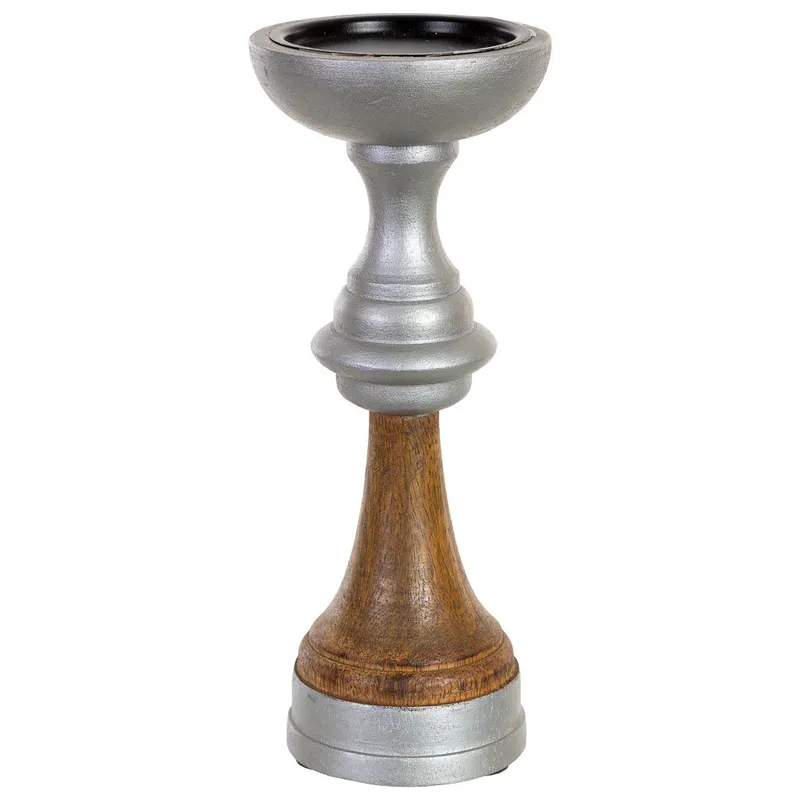 Candelabro de madera marron 10x10x25h cm - Decoración