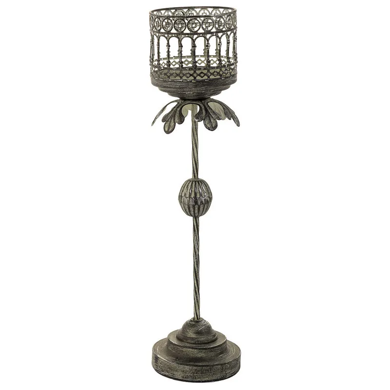 Portavelas de metal marrón 13x13x51.5 - Decoración