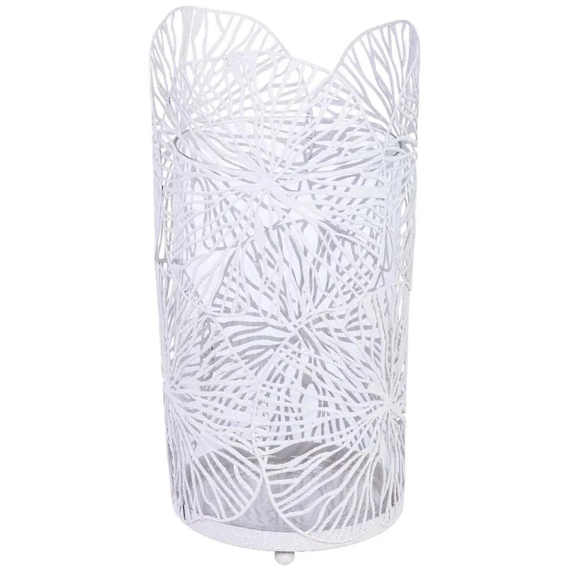 Candelabro de metal blanco 13.5x13.5x27h cm - Decoración