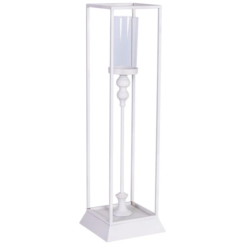 Candelabro de metal blanco 24x24x83h cm - Decoración