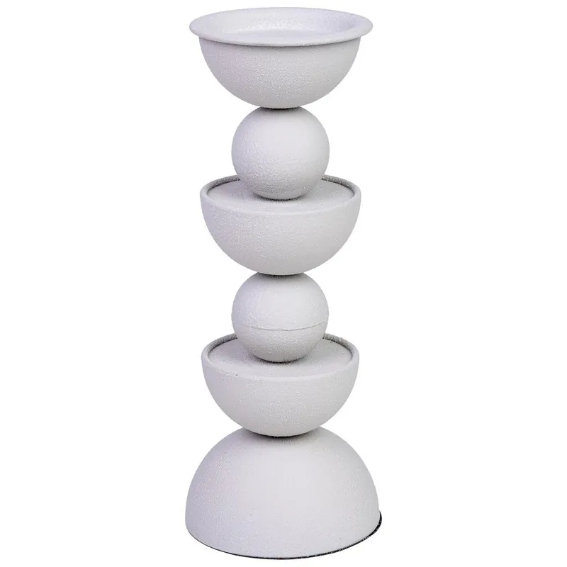 Candelabro de metal blanco 12.5x12.5x32h cm - Decoración