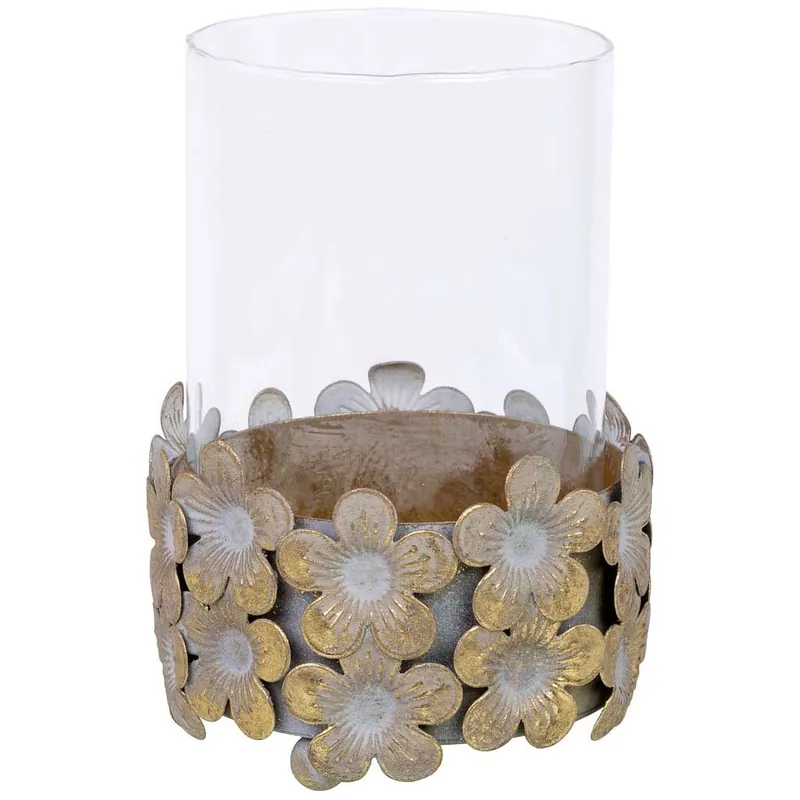 Candelabro de metal blanco 10x10x14h cm - Decoración