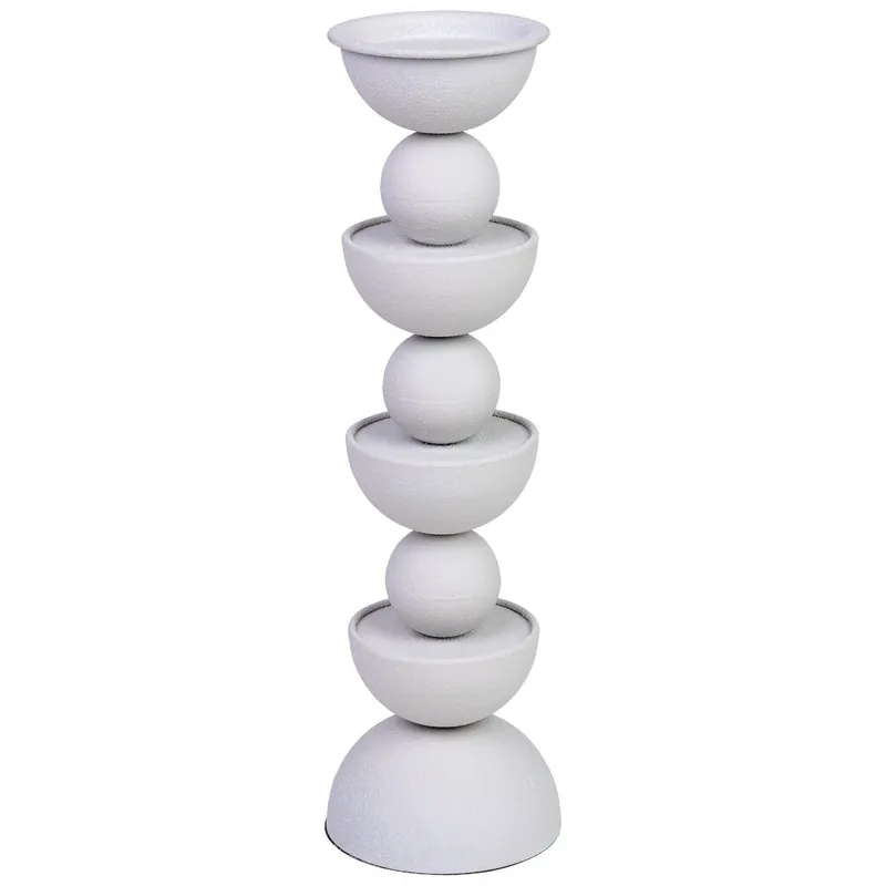 Portavelas de metal blanco 12.5x12.5x43h cm - Decoración
