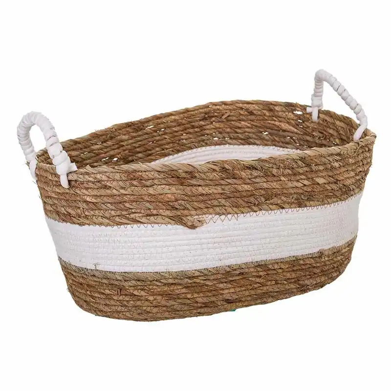 Capazo de fibra natural marrón 47x35x20 - Decoración