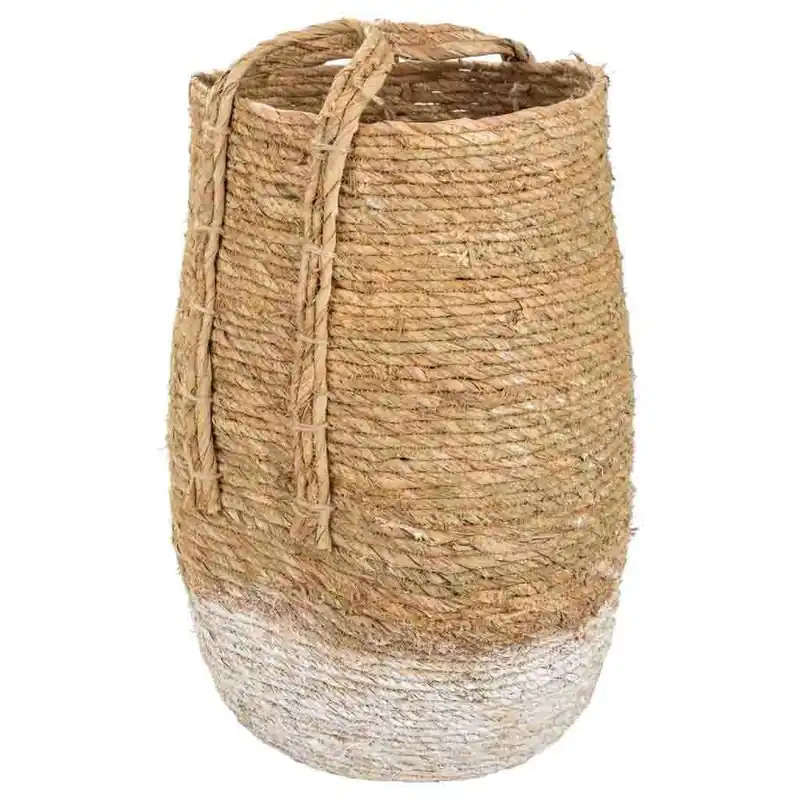 Capazo de fibra natural marrón 27x37x60 - Decoración