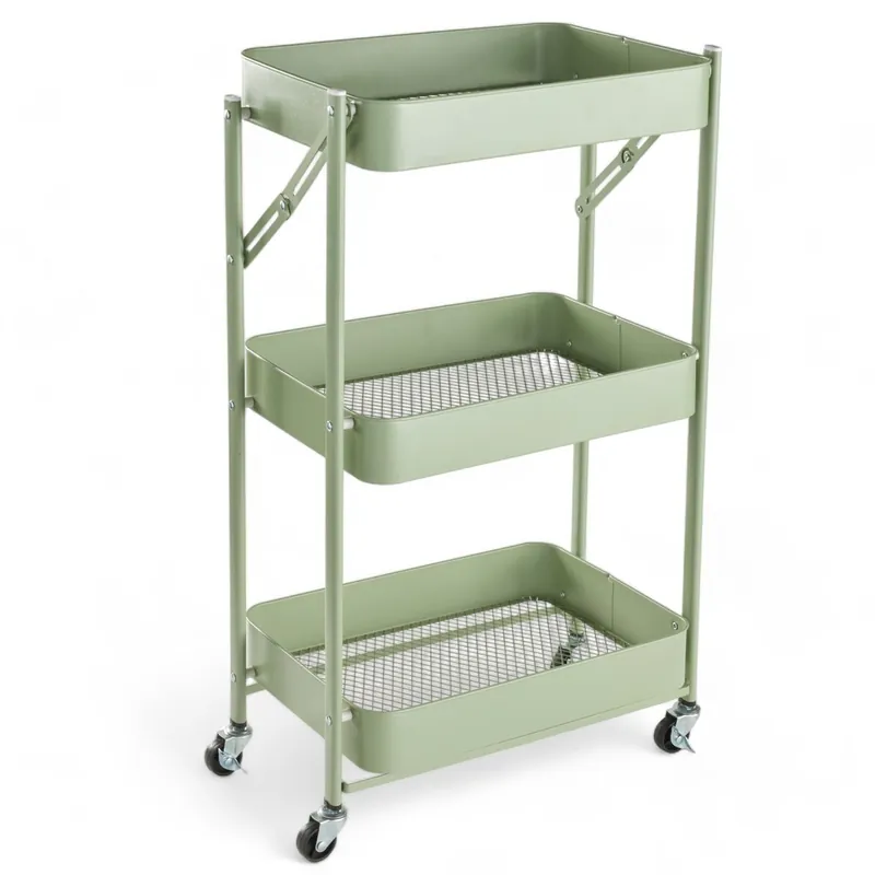 Carrito de METAL 3 estantes con ruedas azul 77x45x30cm - Baño
