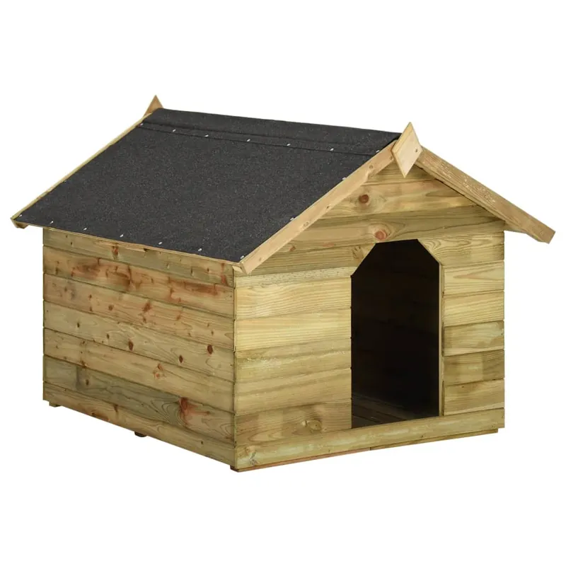 vidaXL Casa de perro de jardín tejado abierto madera pino impregnada