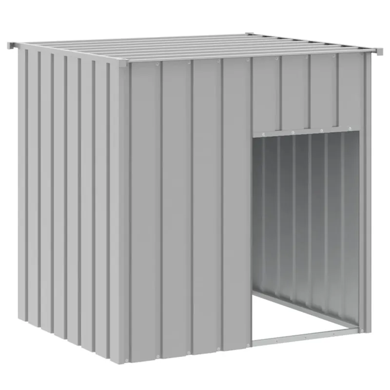 vidaXL Caseta perros tejado acero galvanizado gris claro 110x103x109cm - Jardín