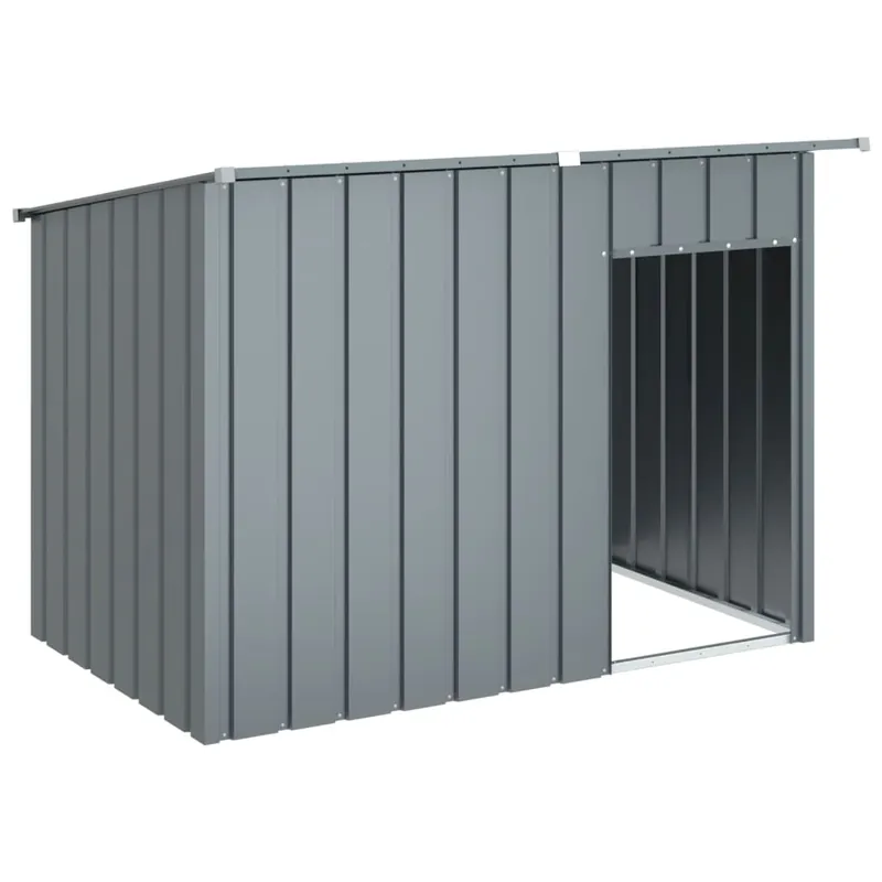 vidaXL Caseta perros con tejado acero galvanizado gris 153x91x110 cm - Jardín