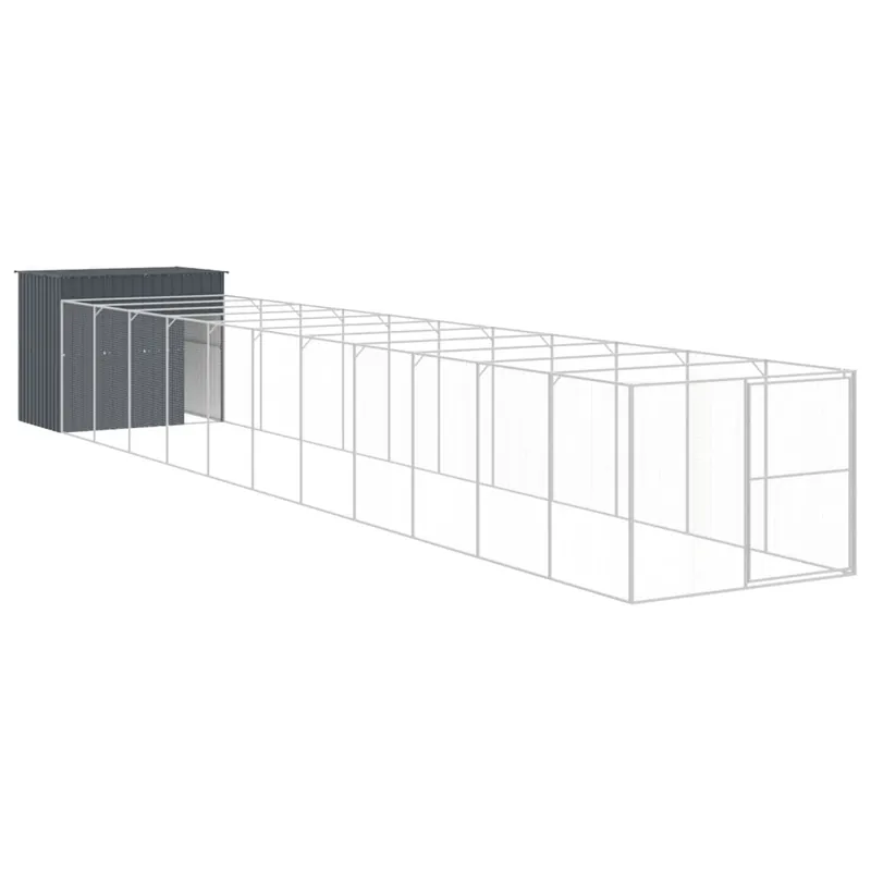 vidaXL Caseta perros con corral acero galvanizado gris 214x253x181 cm - Jardín