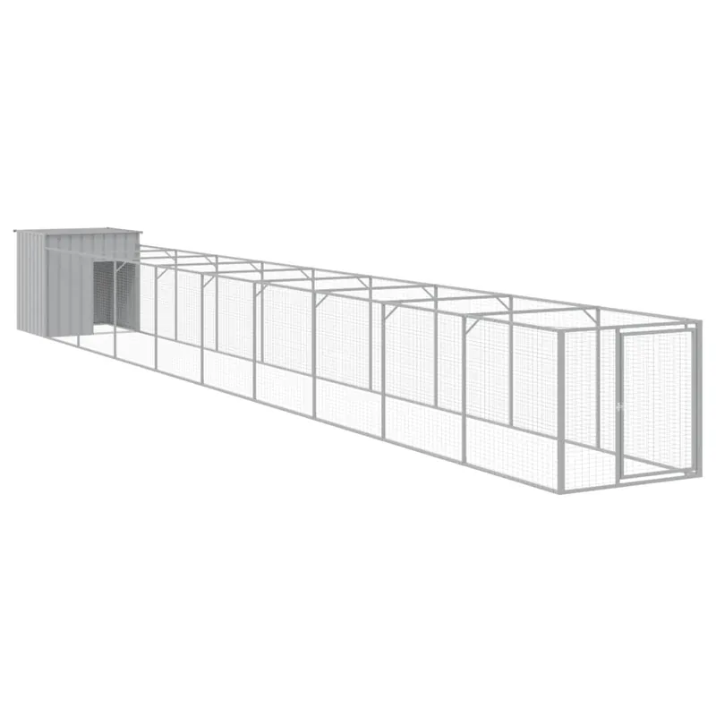 vidaXL Caseta peroos corral acero galvanizado gris claro 110x201x110cm - Jardín