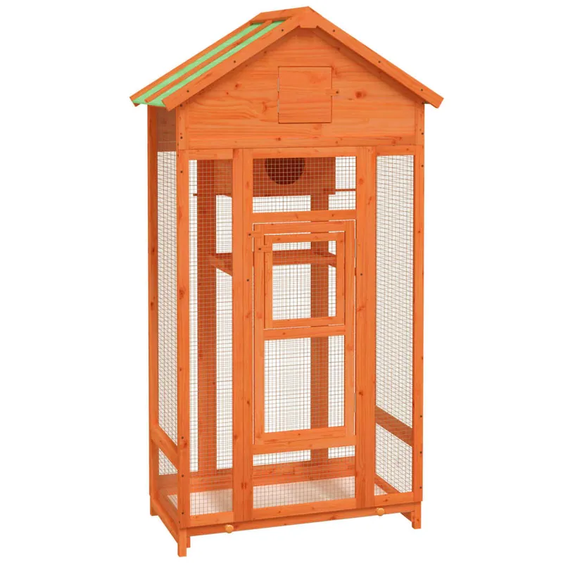 vidaXL Casita para pájaros madera maciza pino marrón 91,5x53x170 cm - Jardín
