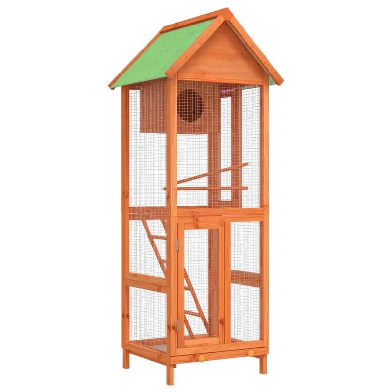 vidaXL Casita para pájaros madera maciza pino marrón 60x58,5x160 cm - Jardín