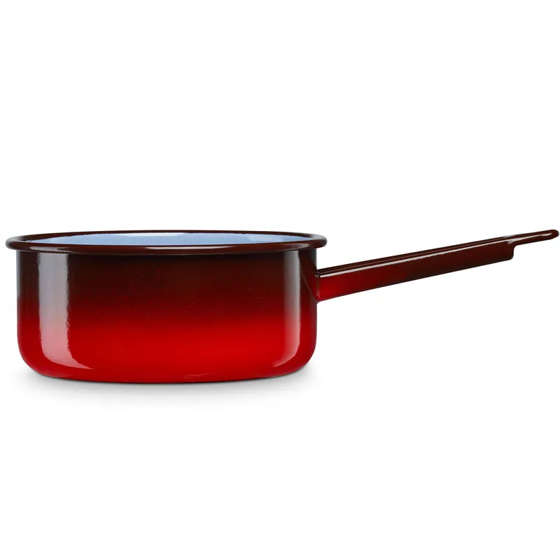 Briebe Ignea Cazo Cocina Hervir Leche Acero Esmaltado 10cm Hervidor 0,45L, Inducción, Todo Tipo Fuego, Horno, , Rojo