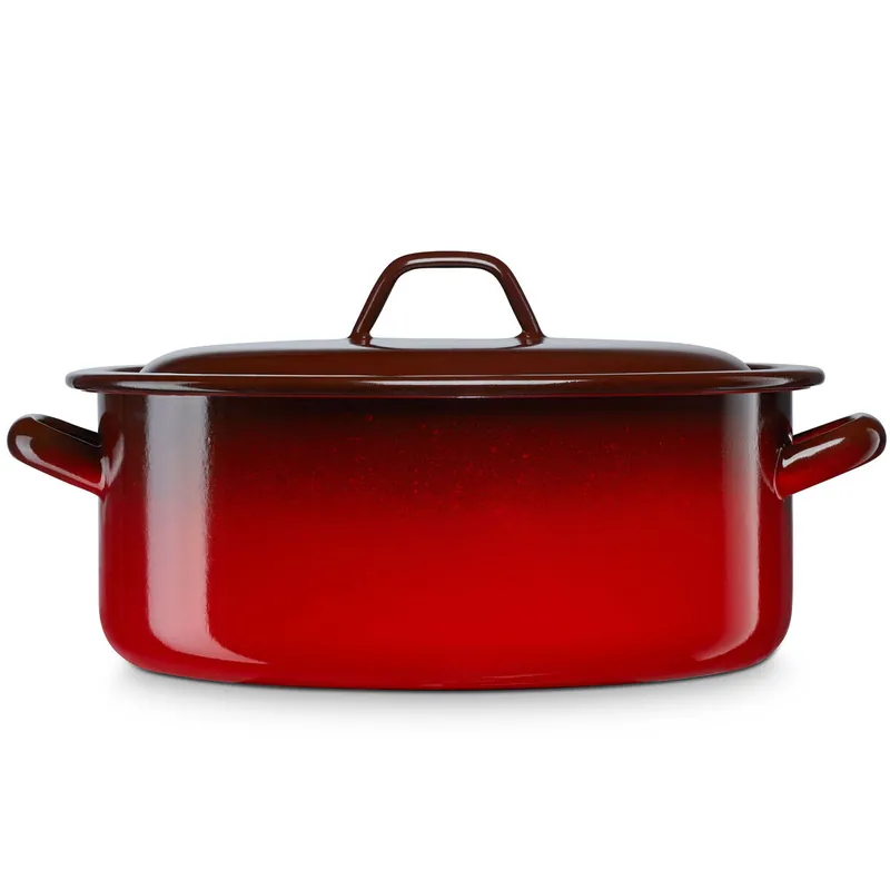 Briebe Ignea Cacerola Inducción 26cm Cazuela 5,5 L Grande, Tapa, Acero Esmaltado Fuego Horno, Vintage, , Rojo - Cocina